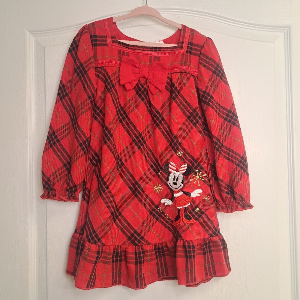 Minnie Mouse Christmas Disney Store Holiday Nightgown Bows Plaid